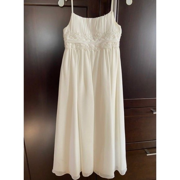 David's Bridal Full Length Ivory Dress - Picture 1 of 8